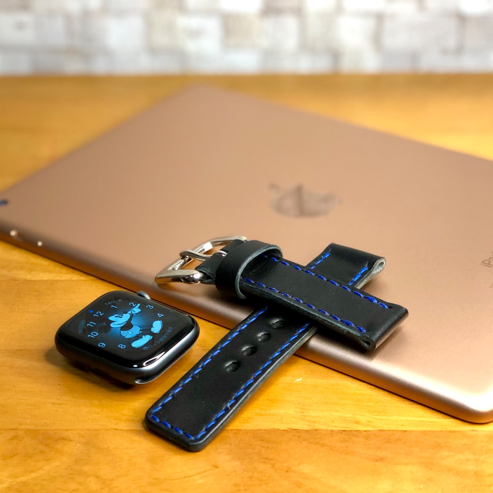 ※受注製作【apple Watch】 レザーバンド 栃木レザーヌメ革 ブラック【アップルウォッチ】レザーベルト