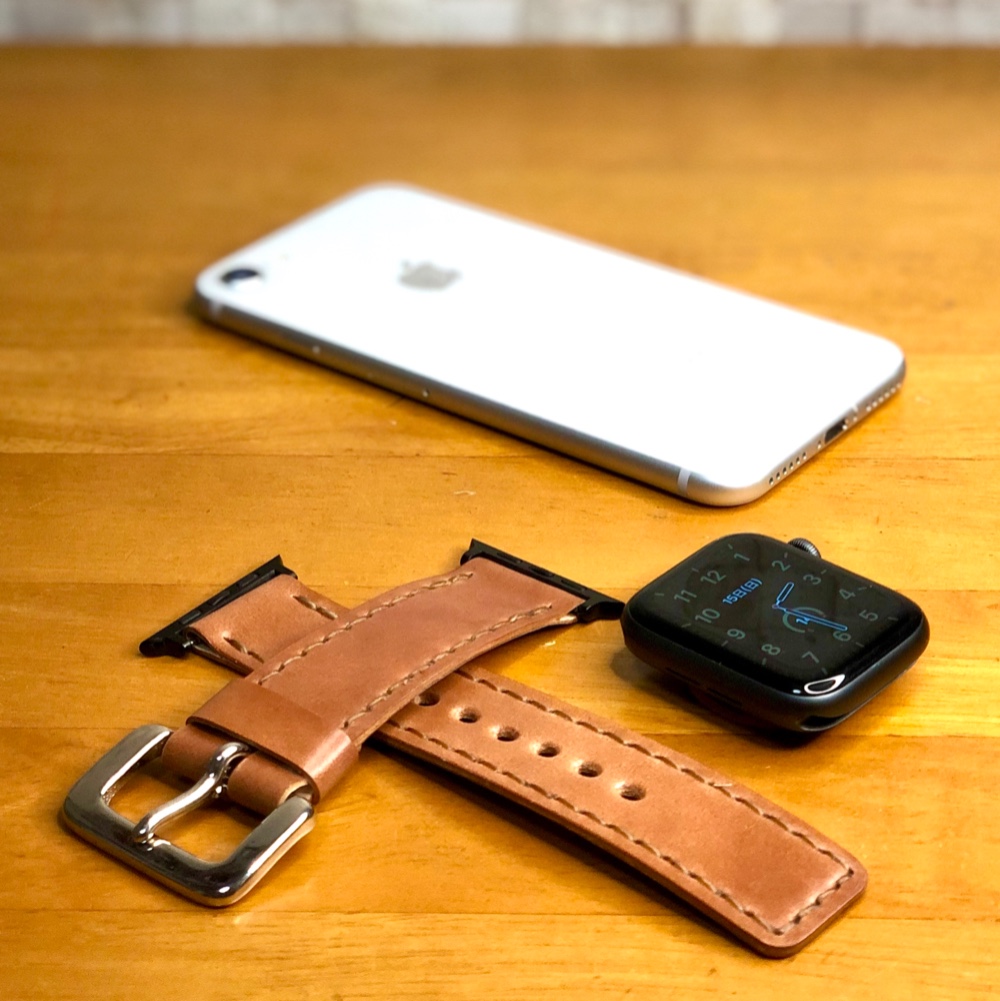 ※受注製作【apple Watch】 レザーバンド コードバン ナチュラル【アップルウォッチ】レザーベルト
