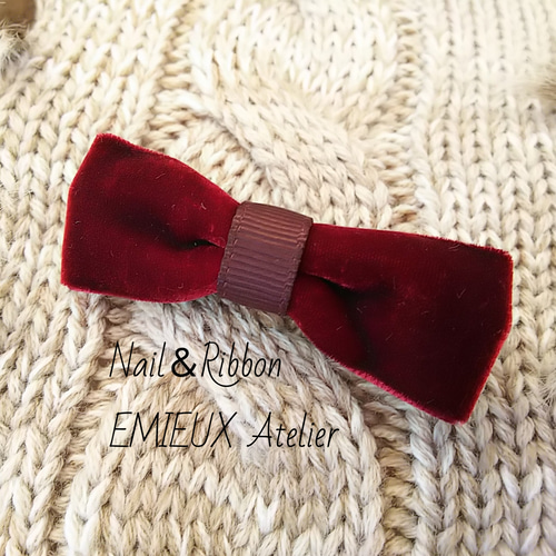 【ボルドー】ナチュラルリボン♡ヘアゴム ボルドー】ナチュラルリボン♡ヘアゴム