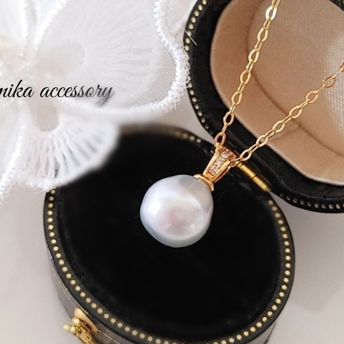 南洋真珠バロックパールネックレス14kgf 「ほぼラウンドに近いです