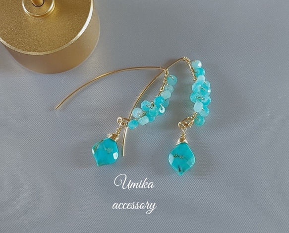 希少石リビアングラス ファンシーカットピアス 14KGF 天然石 希少石リビアングラス ファンシーカットピアス 14KGF 天然石 14kgf