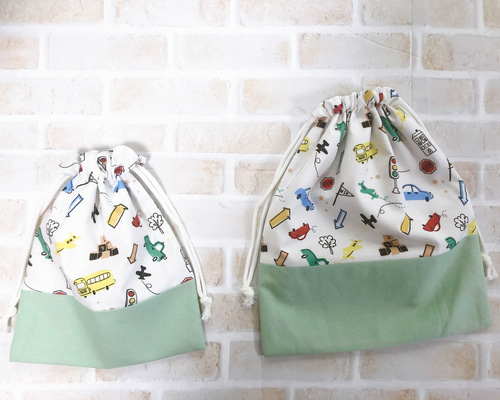 専用★ハンドメイド✳︎縦長巾着　テラゾー柄　縄跳び袋や母子手帳入れ、通帳入れにも♪ 専用☆ハンドメイド✳︎縦長巾着 テラゾー柄 縄跳び袋や母子手帳入れ