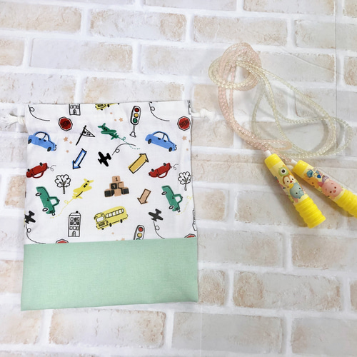 専用☆ハンドメイド✳︎縦長巾着 テラゾー柄 縄跳び袋や母子手帳入れ