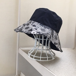 【受注製作】リバティ 晴雨兼用帽子 リバーシブルレインハット 58cm〜65cmまで 3枚目の画像