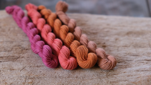 蘇芳・茜・草・土】刺し子糸4色【草木染め】【20/4中かせ