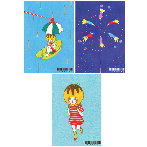 ポストカード3枚セット -たこ焼き＆夏- 1枚目の画像