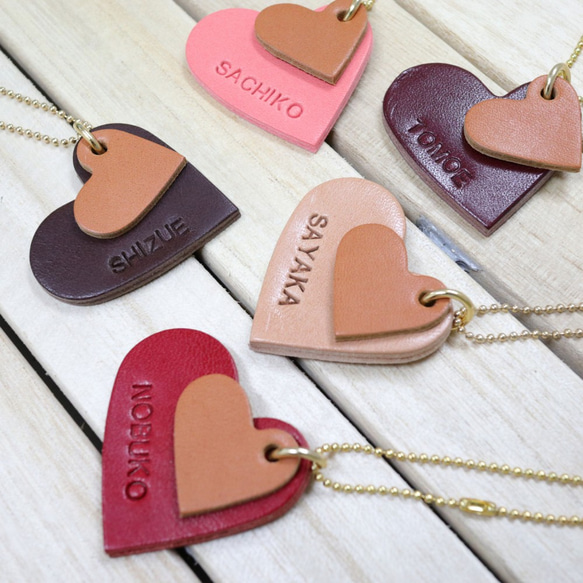 本革ハートチャーム・キーホルダー【名入れ刻印無料】 キーリング COMS