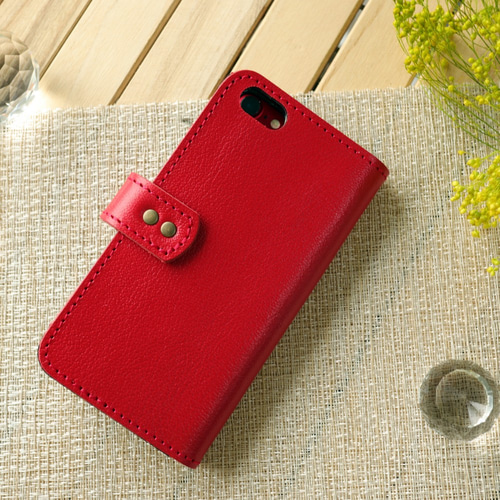 毛付き革ハラコ 手帳型スマホケース（ダルメシアン/レオパード