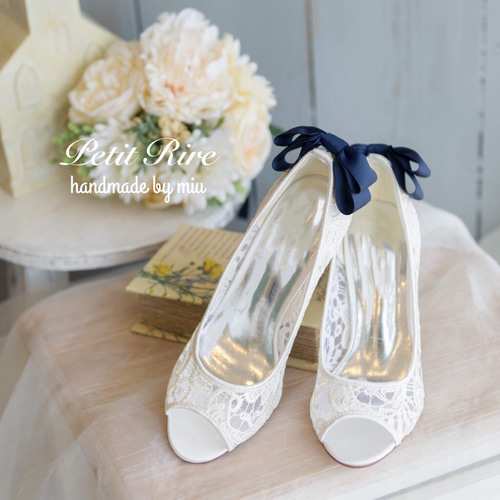 フランスアンティークヴィクトリアンリボン刺繍のソワレシューズ