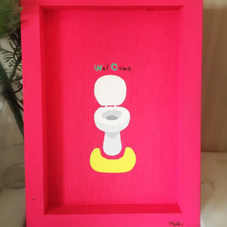 和式トイレ釣り堀　表裏で絵2種楽しめる☆　トイレ絵　原画　トイレイラスト　和式トイレ　釣り 3枚目の画像