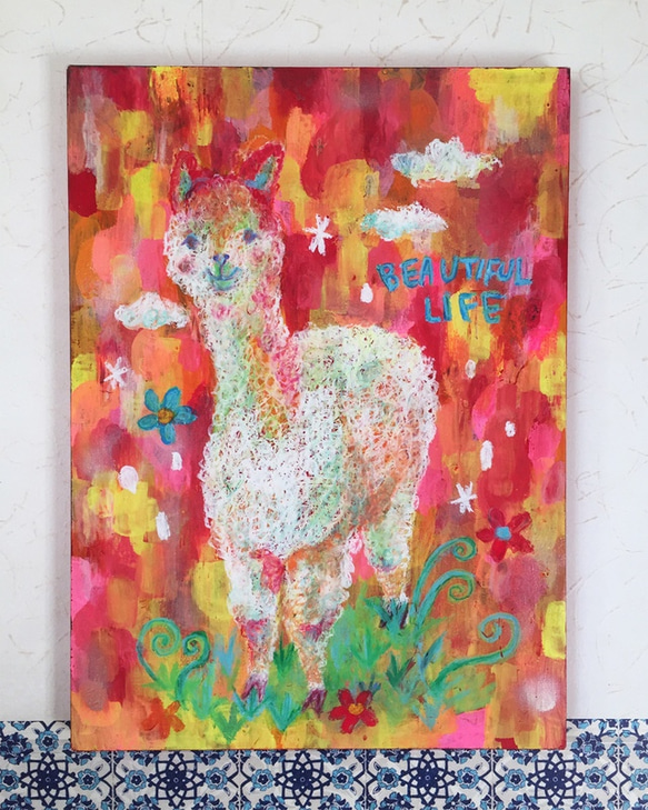 絵画 ARUPAKA 送料無料！アルパカ 絵 かわいい ポップ カラフル 絵画 まき