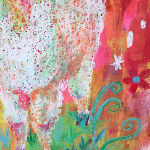 送料無料！アルパカ 絵 かわいい ポップ カラフル 絵画 まき