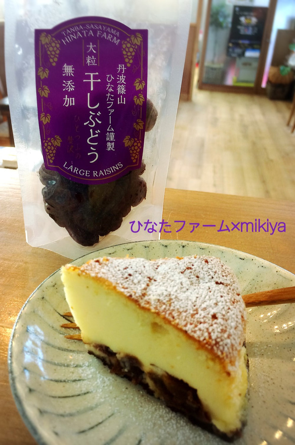 丹波篠山ひなたファーム×菓茶みきや　 丹波篠山産ラムレーズンのチーズケーキ 2枚目の画像