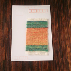 ミニチュア・手紡ぎ糸の手織りマット 2枚目の画像