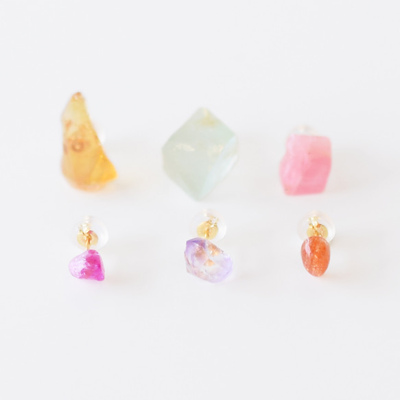 天然石ピアス／キャンディーカラー6種 4枚目の画像