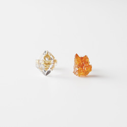 天然石耳環/拋光鋅質未加工石和Herkimer鑽石 第3張的照片