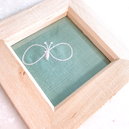 ♡ハンドメイド☆ミナペルホネン☆ファブリックフレーム ミナペルホネン land theater blue ファブリックフレーム 葉書サイズ