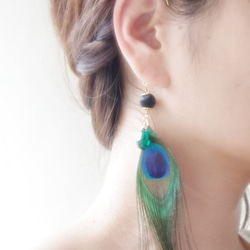 （再）peacock feather ear hook 2枚目の画像