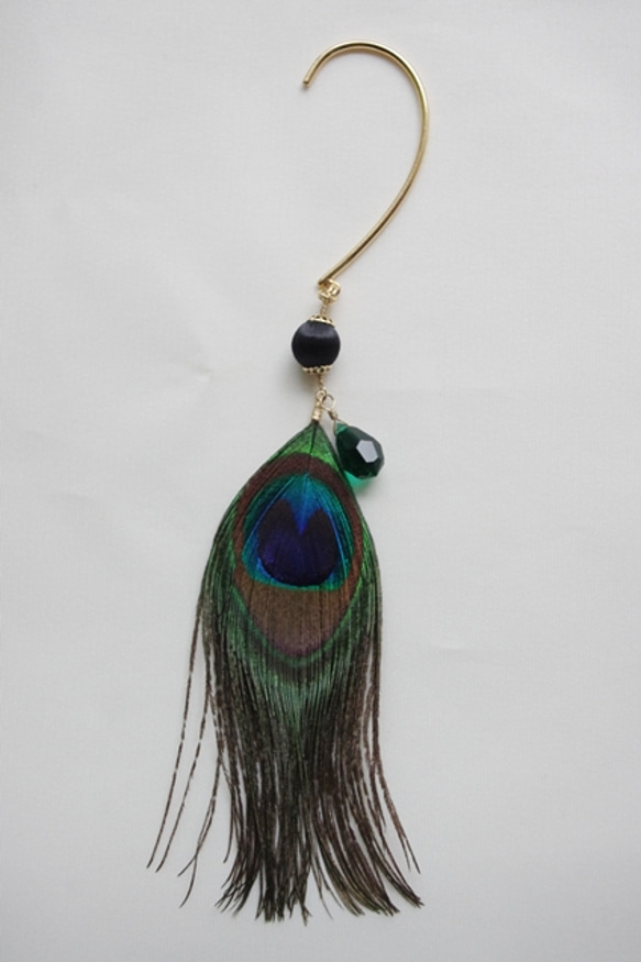 （再）peacock feather ear hook 1枚目の画像