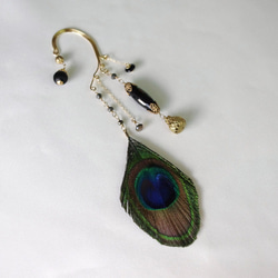 peacock feather ethnic ear hook 1枚目の画像