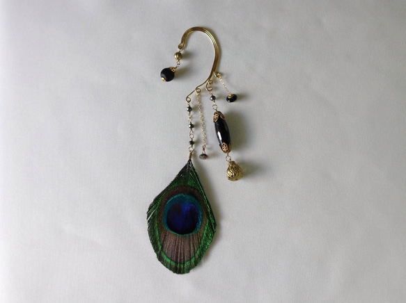 peacock feather ethnic ear hook 2枚目の画像