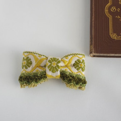 RETRO　RIBBON　BARRETTE　GREEN　FLOWER 1枚目の画像