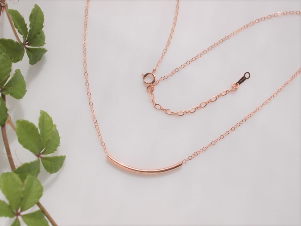 14kgf ローズゴールドの ラインネックレス　数量限定