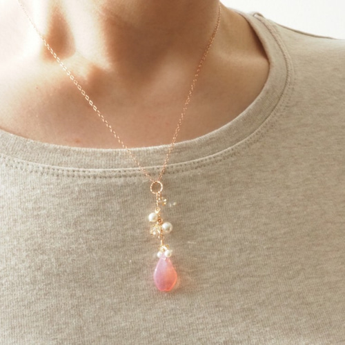 花しずくのネックレスチャームB 桜◇14kgfローズゴールド