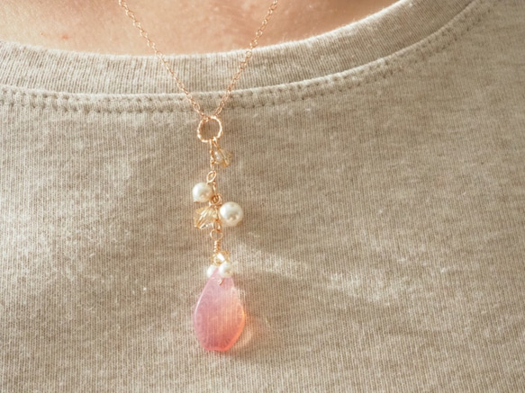 花しずくのネックレスチャームB 桜◇14kgfローズゴールド