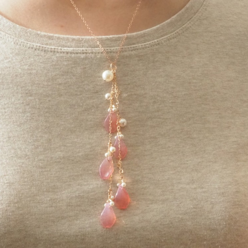 花しずくのネックレスチャームA 桜◇14kgfローズゴールド