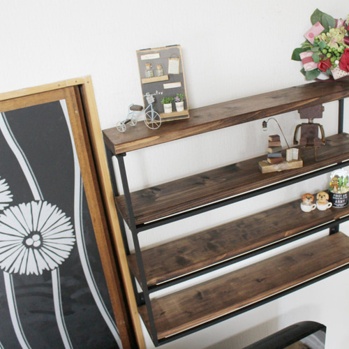 アイアン4段壁掛け飾り棚 壁掛けラック・ウォールシェルフ ブルメイド