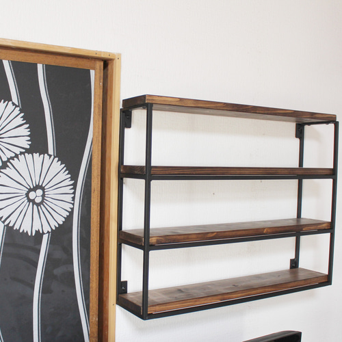 アイアン4段壁掛け飾り棚 壁掛けラック・ウォールシェルフ ブルメイド