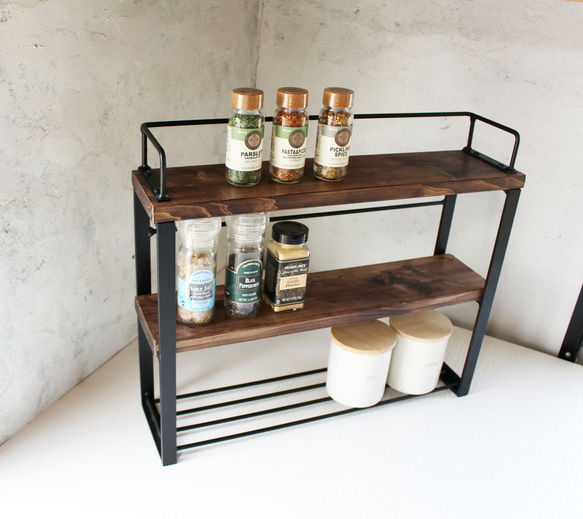 アイアンスパイスラック　ハンドメイド アイアンキッチンスパイスラックラック【送料無料】 棚・シェルフ