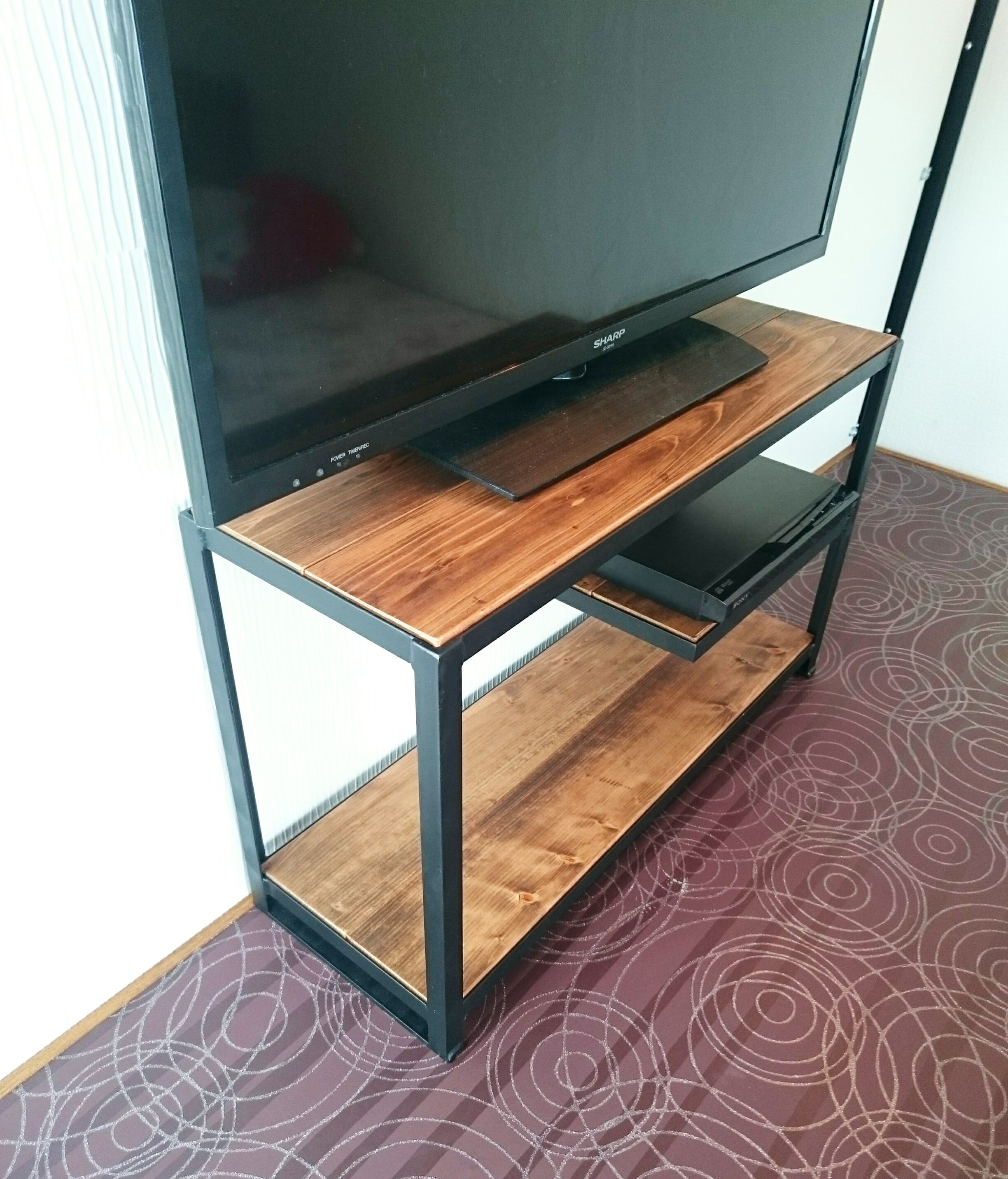 アイアンテレビ台・テレビボード・中段有りバージョン