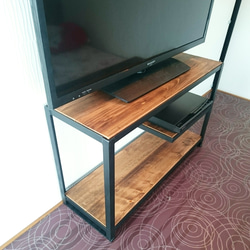 アイアン脚のコーナーテレビ台（3段）W90cm、定番サイズ 受注