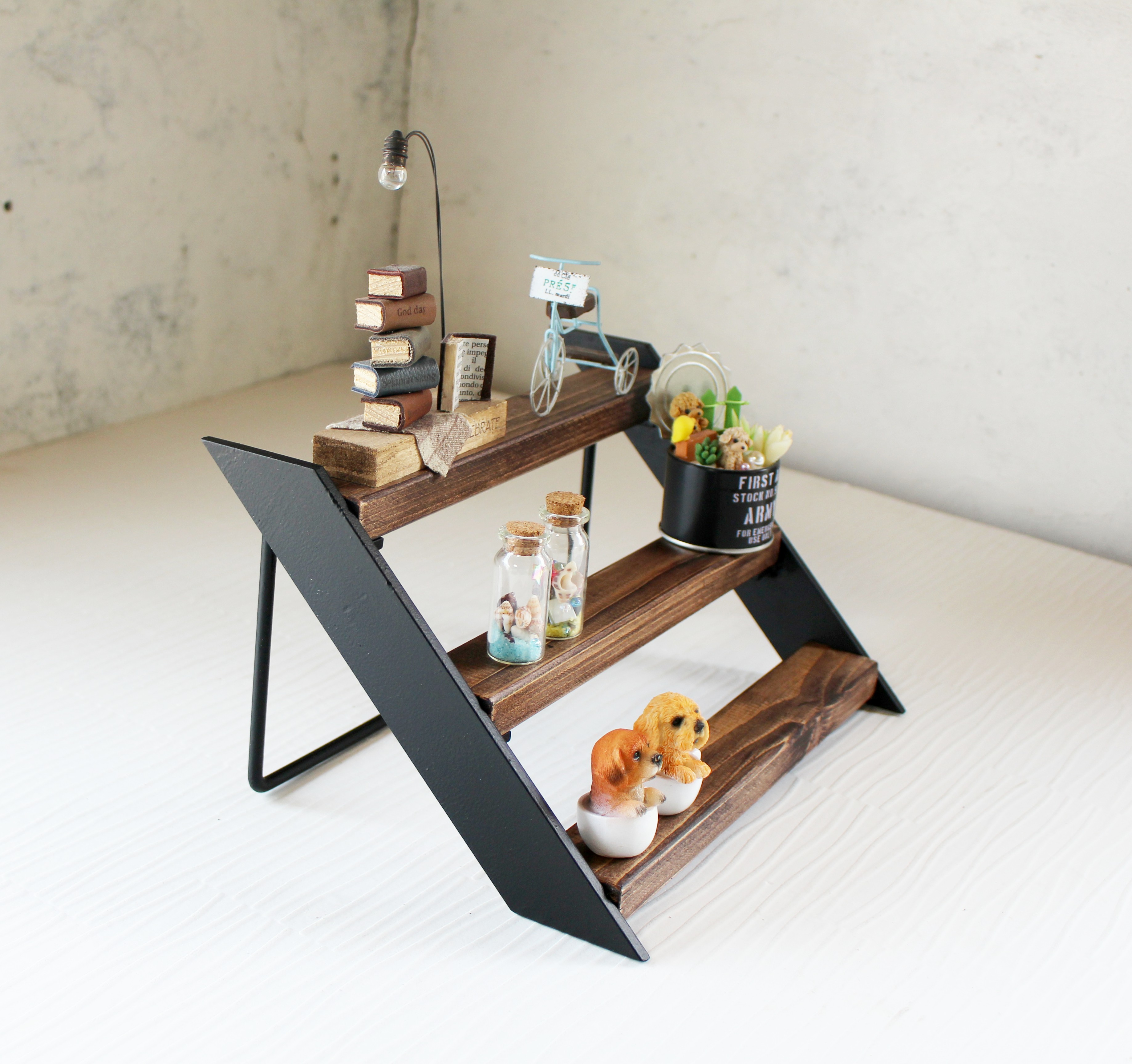 アイアン３段飾り棚【送料無料】 棚・シェルフ・ラック ブルメイド