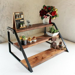 アイアン3段階段飾り棚 アイアン3段階段飾り棚【送料無料】 棚・シェルフ・ラック ブルメイド