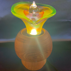 お花のガラスランプ「ひらり橙～珠台」（LED電球） 1枚目の画像
