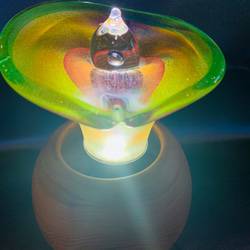 お花のガラスランプ「ひらり橙～珠台」（LED電球） 3枚目の画像