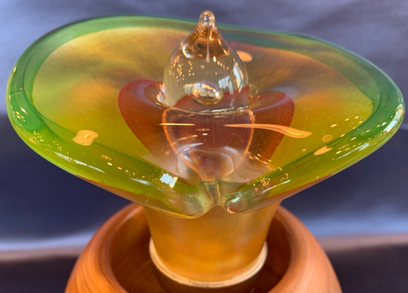 お花のガラスランプ「ひらり橙～珠台」（LED電球） 5枚目の画像
