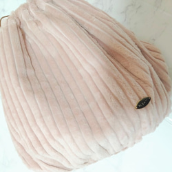 【sale】3wコーデュロイ×リバティ　巾着バッグ　ピンク 2枚目の画像