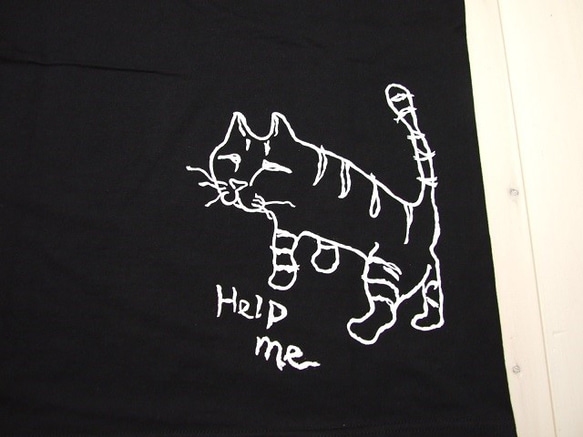 ヘルプ猫半袖Tシャツ/ねこT　　黒S 3枚目の画像