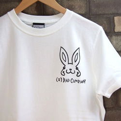 デビルウサギ半袖Tシャツ　メンズ・兎Tシャツ 　白S 1枚目の画像