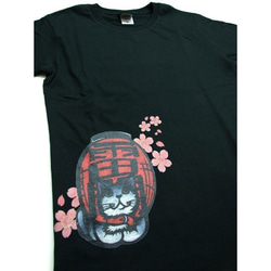 和柄 猫 tシャツ 桜雷門半袖Tシャツ 猫柄 KCT0003 アート作家コラボ　WL 2枚目の画像