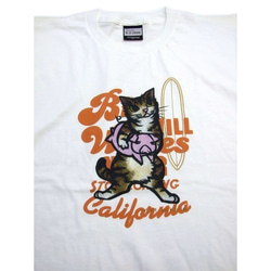 和柄 猫 tシャツ アグー豚と猫柄Tシャツ　アート作家コラボ 沖縄Tシャツ　白L 5枚目の画像
