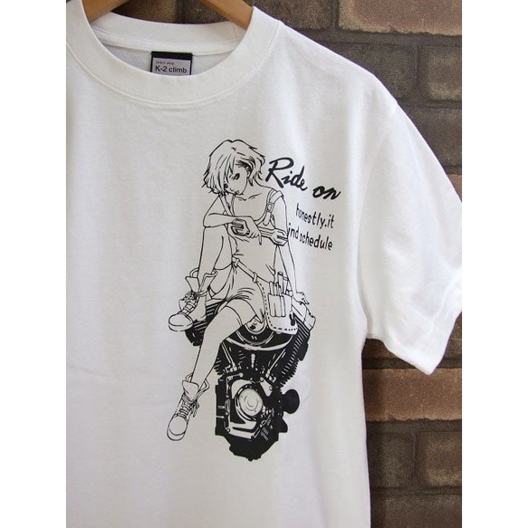 美女Tシャツ RIDO-ONエンジン 男女兼用 tシャツ 白M エンジニアシリーズ　tシャツ 5枚目の画像