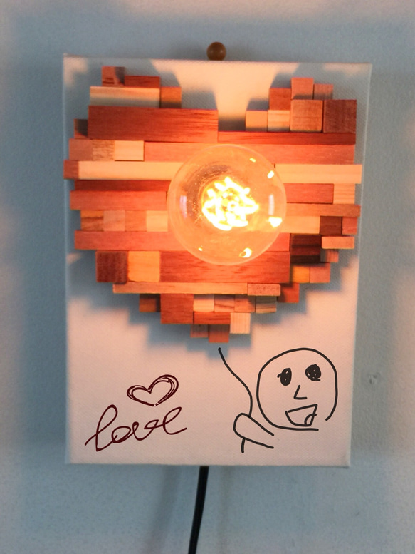 Interior lamp "CANVAS" wooden heart 3枚目の画像