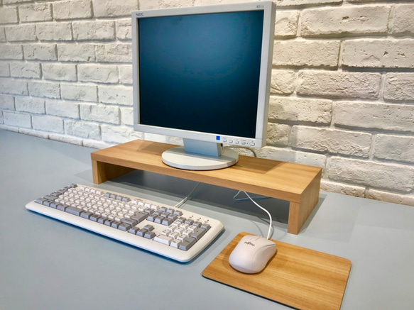 木目のモニター台 机上台 モニタースタンド 木目調 卓上ラック