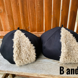 【大人】ベレー帽 ブラック×グレージュ ボア 4枚目の画像