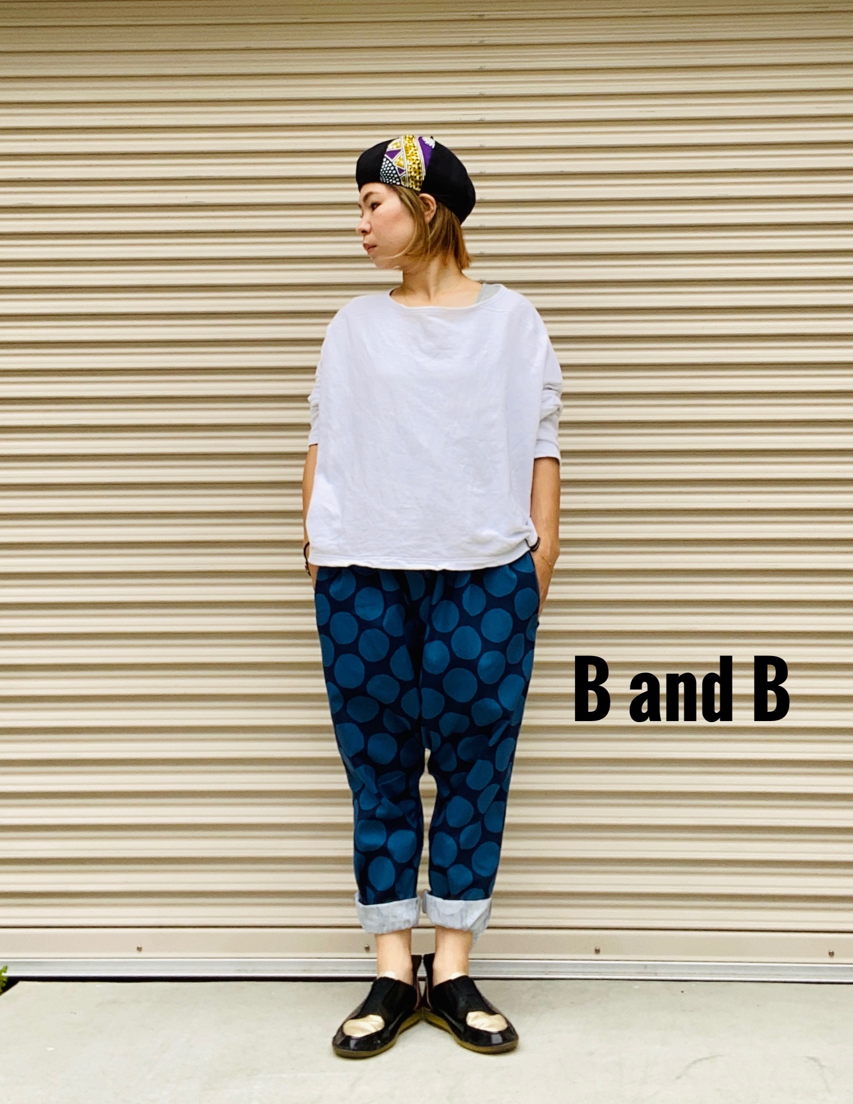 【大人】数量限定 サルエルパンツ  Mサイズ/Lサイズ　ネイビー×ブルー